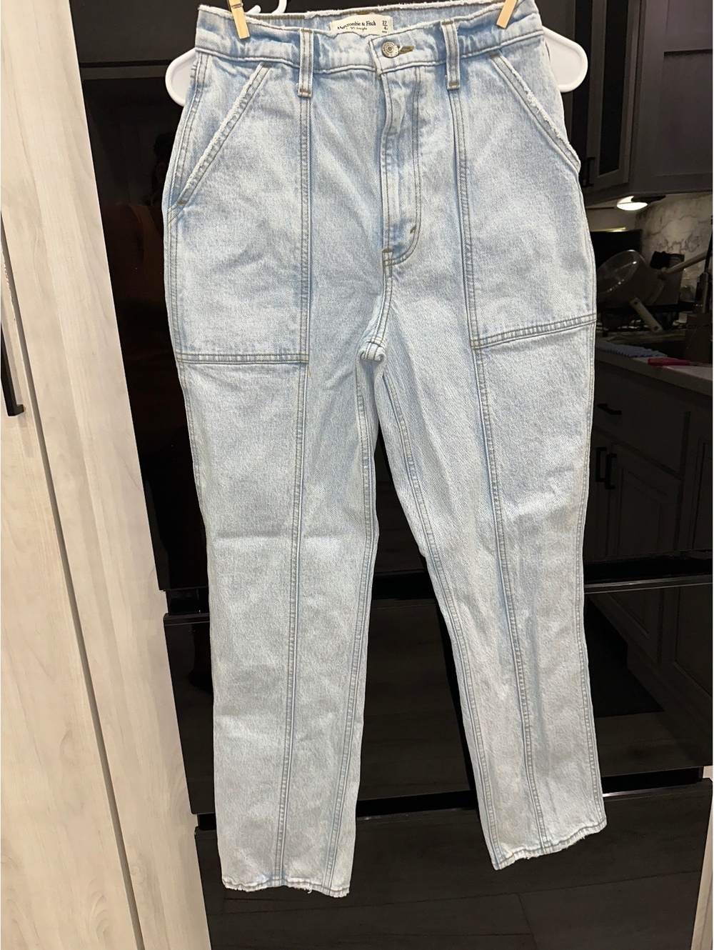 Abercrombie & Fitch Women's The '90s Straight Ultra High Rise Light Wash Jeans,